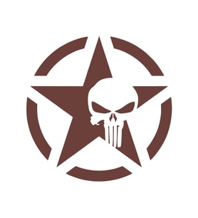 Yıldız Punisher Kurukafa Sticker17x17 Cm Kahverengi