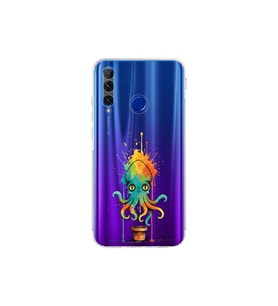 Honor 20 Lite ile uyumlu Splash ahtapot tasarımlı şeffaf silikon kılıf
