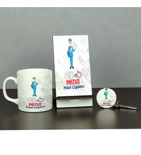 Postacı Üçlü Set (Kupa + Telefon Standı + Anahtarlık)