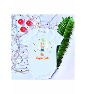Unisex Bebek Baskılı Ilk Dişim Çıktı %100 Pamuklu Çıtçıtlı Body Zıbın