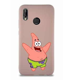 Huawei P20 Lite Soft Premier Kapak Patrick Yıldız Tasarımlı Silikon Kılıf - Pudra (Şeffaf)