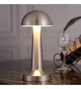 Mantar Model Silver Renk Şarjlı Dokunmatik 3 Renkli LED Masa Lambası (4767)