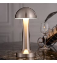 Mantar Model Silver Renk Şarjlı Dokunmatik 3 Renkli LED Masa Lambası (4767)