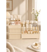 Grande Krem Renkli Çekmeceli Makyaj ve Kozmetik Organizer XL
