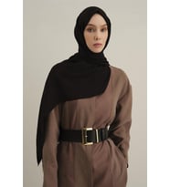 Lyocell Naia Kare Monogram Şal 6 (Siyah)