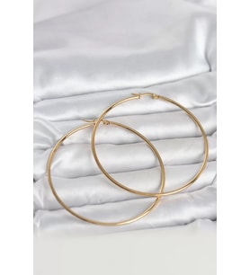 316L Çelik Gold Renk 70 mm Kadın Halka Küpe - TJ-BKP11687