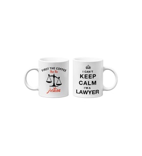 Avukat/Lawyer Hukukçu Temalı Hediyelik İkili Beyaz Seramik Kupa Seti-1-İKİLİ