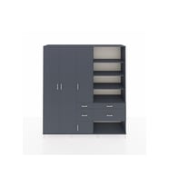 Hyperion Dolap 14 Raflı 4 Çekmeceli 4 Kapaklı 220x44x243 Antrasit-Antrasit/Antrasit