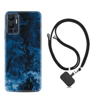 Infınix Hot 12 Kılıf Silikon Boyun Askılı İpli Desenli Silikon Blue Zigzag 1687