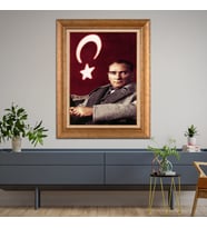 Altın Varaklı Paspartulu Çerçeveli Tablo rv660