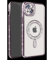 iPhone 14 Kılıf Joke Simli Magneticsafe Kılıf - Pembe