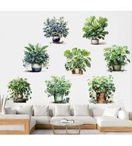 Saksılı Çiçek Tasarımlı 8li Sticker (5365)
