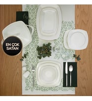 Emsan Bone Yeni Begonya 12 Kişilik Yemek Takımı 60 Parça Yarım Kare