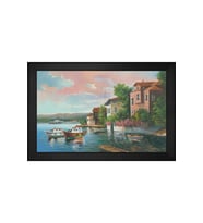 İstanbul Yalıları Motifli Kanvas Tablo 80 x 110 cm Siyah Çerçeve
