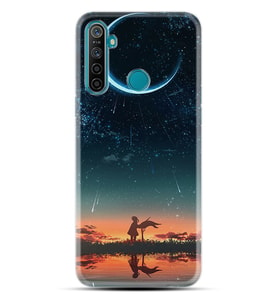Realme 5i 5 Pro 6i 7 Pro 8 Kılıf Desemli Silikon Ay ve Kız 1720