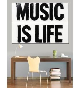 Music Is Life Yazılı Tablo Dekoratif Kanvas - Mdf Ahşap Tablo