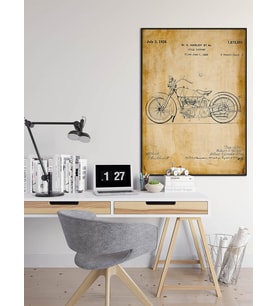 pgzzNM1565 Dekoratif Sanatsal Harley Davidson Motor Patent Posteri 60x90cm.