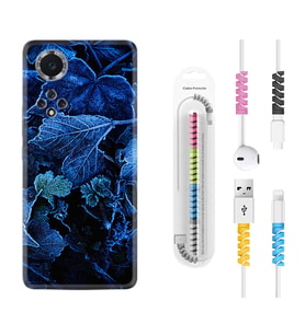 Huawei Nova Y70 Y90 Nova 9 SE  Kılıf Kablo Koruma Spiral Silikon Blue Foid 1628