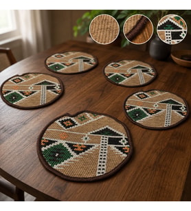 BK Gift 6 Adet El Yapımı Anadolu İzleri Kilim Kumaşı Supla Koleksiyonu 27cm -3