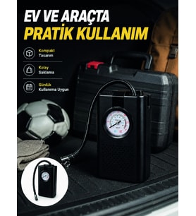 Taşınabilir Araç Hava Pompası Analog Manometreli Lastik Şişirme Pompası