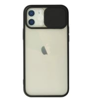 Durukar® iPhone 12 Kılıf Palm Buzlu Kamera Sürgülü Silikon - Siyah