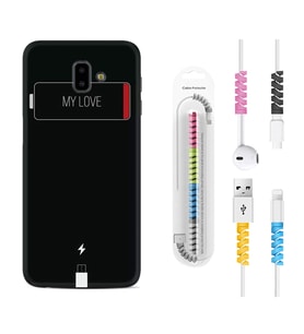 Samsung J6 Plus J7 Prime J7 Pro M20 Kılıf Kablo Koruma Spiral Silikon My Love 1402