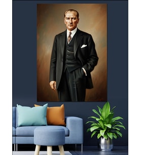 Mustafa Kemal Atatürk Dekoratif Kanvas - Mdf Ahşap Tablo