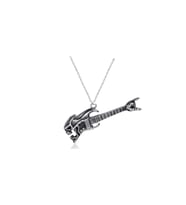 Gitar Gitarsit Gotik Tarz Kolye Kadın - Erkek (Gümüş)