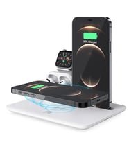 ALLY 4 in1 15W Kablosuz Hızlı Şarj Standı İPhone+İwatch+AirPods Pro Wireless-(5775) — Renk: Beyaz