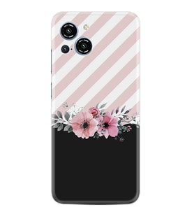 Reeder S23 Max Pro Kılıf Resimli Desenli Baskılı Silikon Strip Pink Flowers 1396