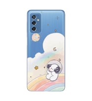 Samsung Galaxy M52 Uyumlu Sevimli Köpek Desenli Şeffaf Telefon Kılıfı
