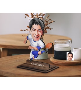BK Gift Kişiye Özel Erkek Amerikan Futbolcusu Karikatürlü Ahşap Biblo-10 , Arkadaşa Hediye , Sevgiliye Hediye, Kişiye Özel Biblolar