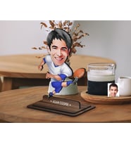 BK Gift Kişiye Özel Erkek Amerikan Futbolcusu Karikatürlü Ahşap Biblo-10 , Arkadaşa Hediye , Sevgiliye Hediye, Kişiye Özel Biblolar