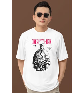 Tasarım One Punch Man Baskılı Unisex Oversize Anime Dizi Karakter Tişört
