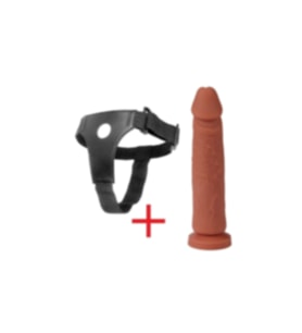 21CM Belden Bağlamalı Esnek Damarlı Realistik Strapon Melez Penis
