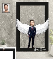 Kişiye Özel Babalar Günü Baba Karikatürlü 3D Ahşap Tablo Model-1