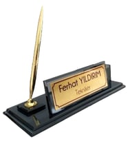 Hediye İsimlik Kristal Masa İsimliği Kalemli Ofis Hediyesi M186-FGOLD