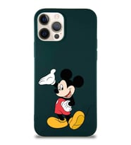 Apple iPhone 12 Pro Soft Premier Kapak Mickey Mouse-C Tasarımlı Silikon Kılıf - Yeşil (Şeffaf)