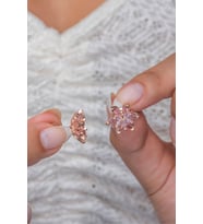 925 Ayar Gümüş Pembe Taşlı Lotus Çiçeği Küpe