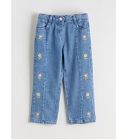 LCW Kids İndigo Çiçekli Kız Çocuk Jean Pantolon