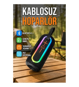 Renkli LED Işıklı Kablosuz Bluetooth Hoparlör Kırmızı IP67 Su Geçirmez