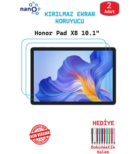 2 ADET Honor Pad X8 10.1" Tablet İçin Tam Uyumlu Ekran Koruyucu Şeffaf Cam Nano HD Esnek Kırılmaz