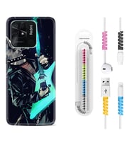 Xiaomi Poco X3 Pro M4 Pro X4 Pro C40 10C Kılıf Kablo Koruma Spiral Silikon Dog Guitar 1789