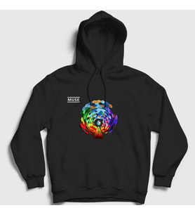 Presmono Unisex Siyah Resistance Muse Kapüşonlu Sweatshirt 70538tt