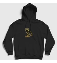 Presmono Unisex Siyah Ovoxo Baykuş Owl Drake Kapüşonlu Sweatshirt 372431tt