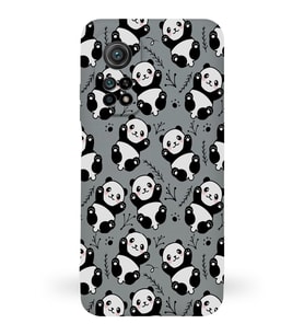 Xiaomi Mi 10T Uyumlu Lansman Kılıf Panda Tasarımlı İçi Kadife Kapak-Gri (Şeffaf)