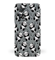 Xiaomi Mi 10T Uyumlu Lansman Kılıf Panda Tasarımlı İçi Kadife Kapak-Gri (Şeffaf)