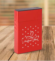 BK Gift Kişiye Özel Kırmızı Slim Boy Metal Sigara Kutusu-4