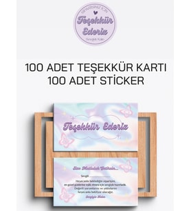 100 Adet Teşekkür Kartı ve 100 adet Teşekkür Sticker PYTKSVTK28