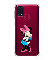 Samsung Galaxy M31  Köşe Korumalı Antişok Kapak Minnie Mouse Tasarımlı Şeffaf  Kılıf